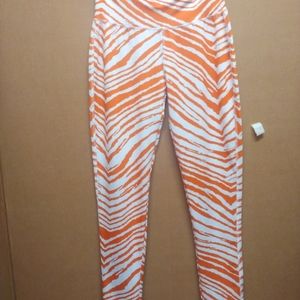 ZUBAZ Women's Leggings tights MEDIUM Orange White Animal print